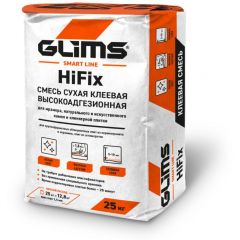 Клей для плитки Glims HiFix экстра-сильной фиксации на белом цементе 25 кг
