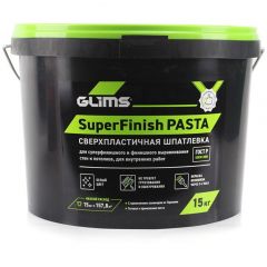 Шпатлевка готовая Glims SuperFinish Pasta суперфинишная сверхпластичная 15 кг