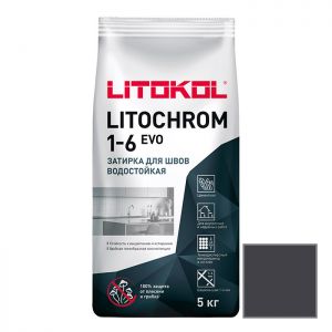 Затирка цементная Litokol Litochrom 1-6 Evo LE.140 мокрый асфальт 5 кг