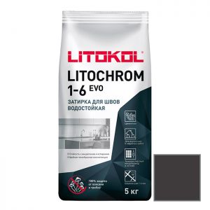 Затирка цементная Litokol Litochrom 1-6 Evo LE.145 черный уголь 5 кг