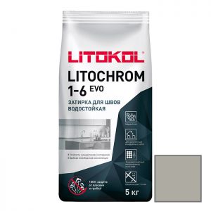 Затирка цементная Litokol Litochrom 1-6 Evo LE.125 дымчатая серая 5 кг