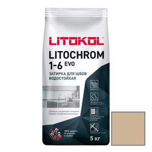 Затирка цементная Litokol Litochrom 1-6 Evo LE.225 бежевая 5 кг