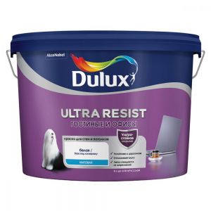 Краска Dulux Ultra Resist для гостиной и офиса матовая BW 9 л