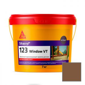 Герметик акриловый Sika Sikacryl-123 Window VT для швов оконных конструкций темно-коричневый 7 кг