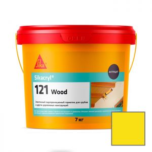 Герметик акриловый Sika Sikacryl-121 Wood для деревянных конструкций желтый 7 кг