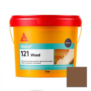 Герметик акриловый Sika Sikacryl-121 Wood для деревянных конструкций темно-коричневый 7 кг